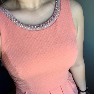 Coral Dress with Embellishments